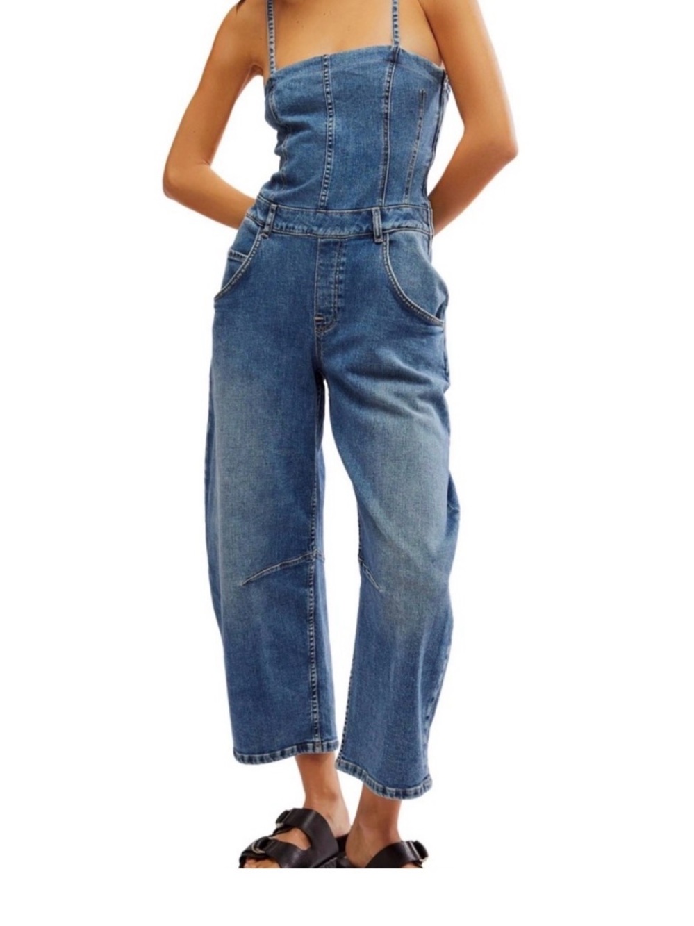 Barrel Leg Strapless Jumpsuit